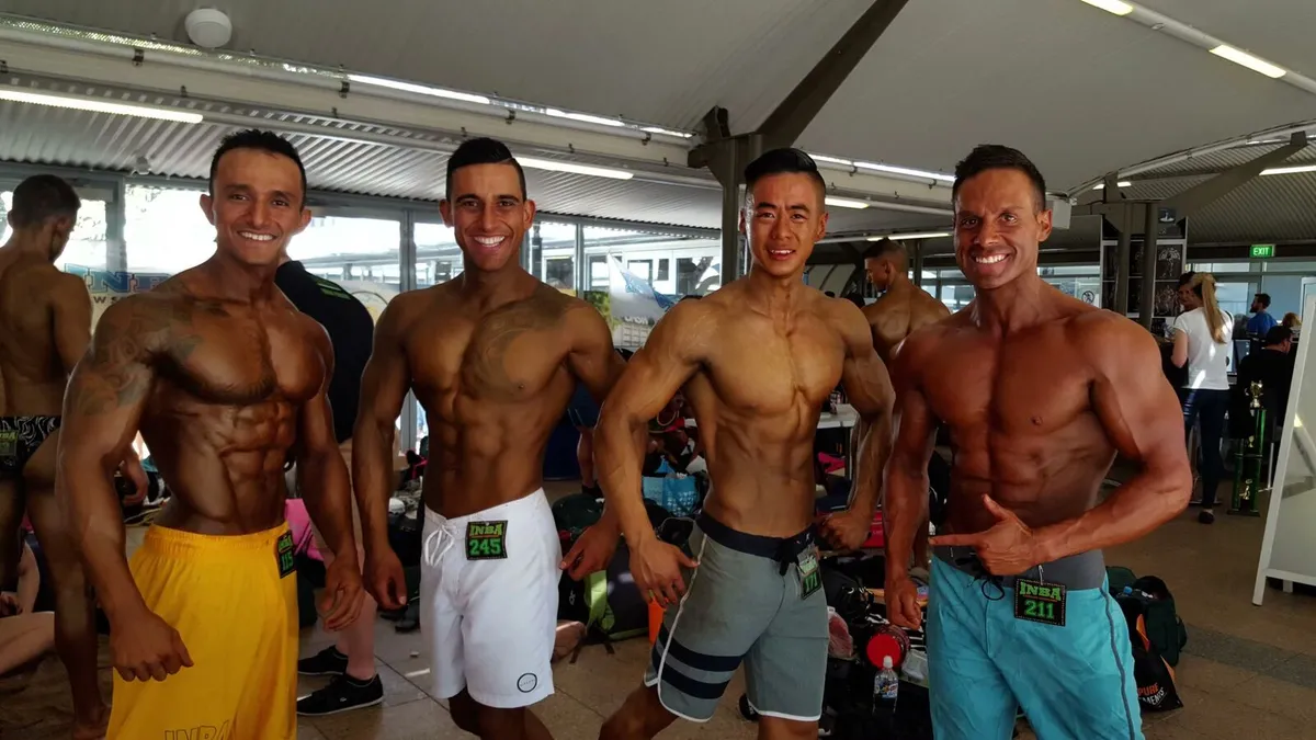 Sol with fellow competitors backstage at an early competition