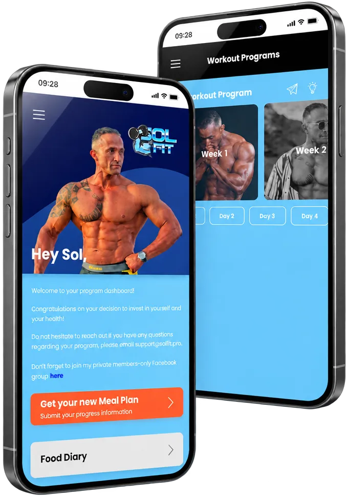 The Solfit app showing Sol’s welcome screen and workout programs